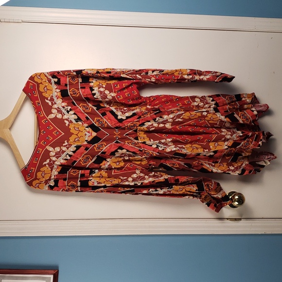 Free People Ride To the Sunset Floral Tunic Top Mini Dress - Med - Peasant Boho - Picture 7 of 9